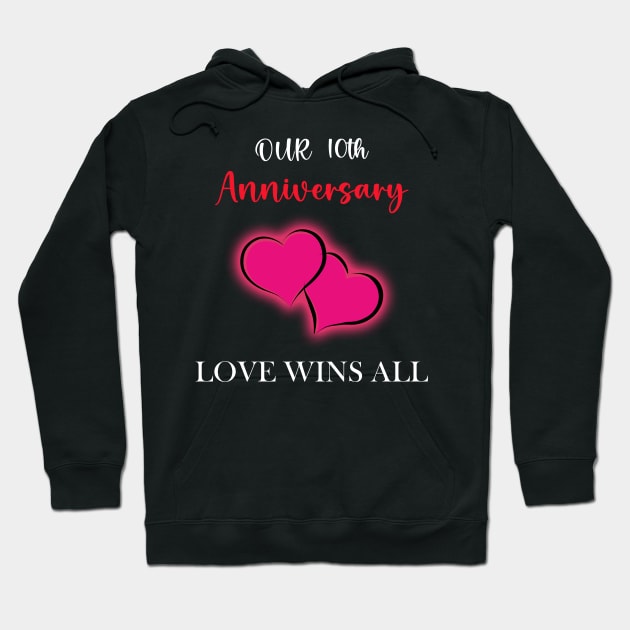 10th Anniversary Gift Couple Hoodie by DeanEve